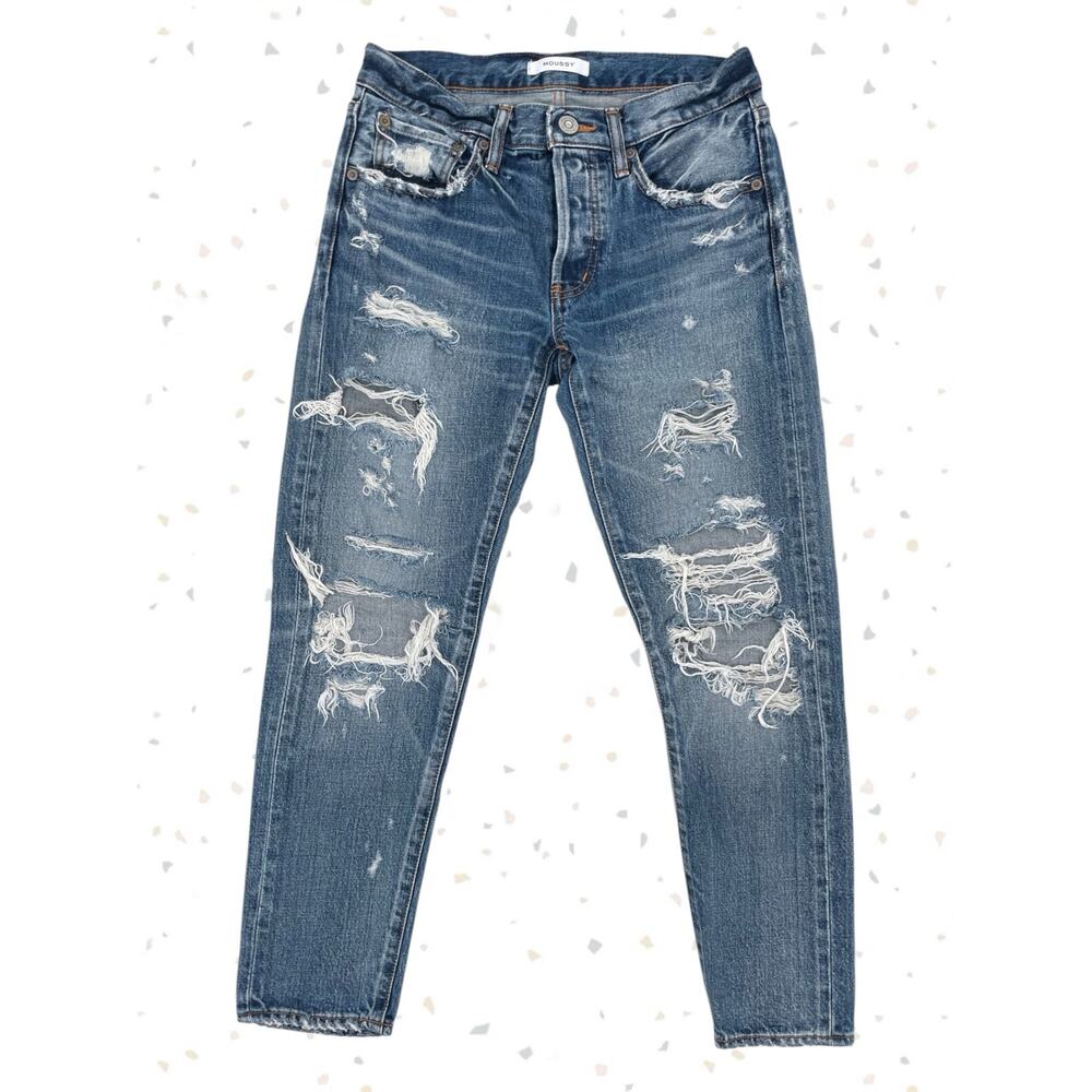 Moussy Vintage Adel Blue Jeans Thrashed Distressed Light Japanese Denim Size 26